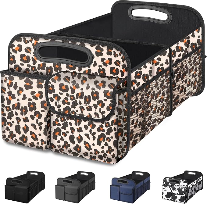 Femuar Car Trunk Organizer, Trunk Storage Organizer with Large Capacity Waterproof Collapsible Trunk Organizer for Car Suv/Jeep/Sedan (Leopard Print, Standard) by GuangzhouTailinTechnologyCo