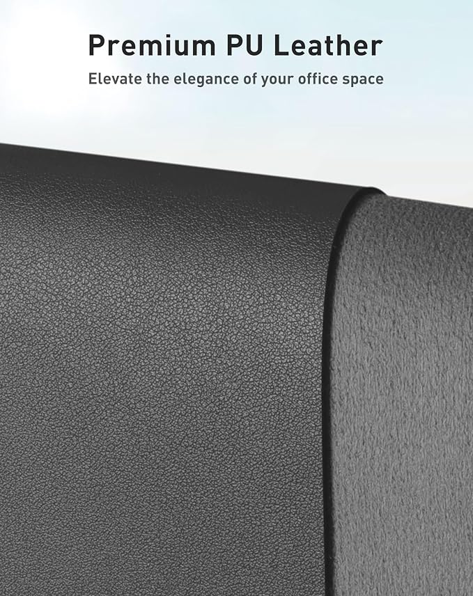 Aothia Faux Leather Desk Mat - Large Mouse Pad, Non-Slip PU Leather Blotter, Waterproof Writing Surface for Office and Home (Grey, 63" x 17") - Image 2