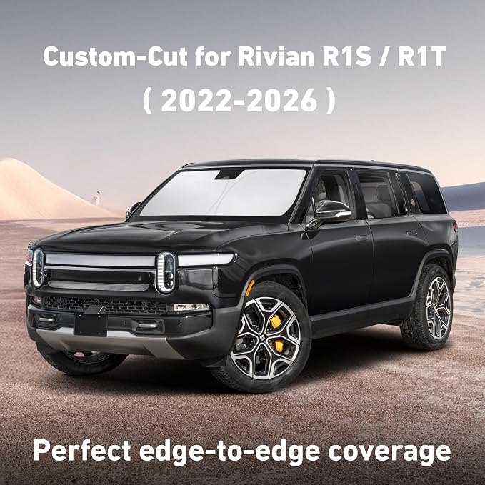 EcoNour Windshield Sunshade Compatible for Rivian R1S / R1T 2022-2024 2025 2026, Sun Visor for Front Windshield & Window Sun Shade Cover, UV Heat Blocker & Protector, Car Accessories - Image 2