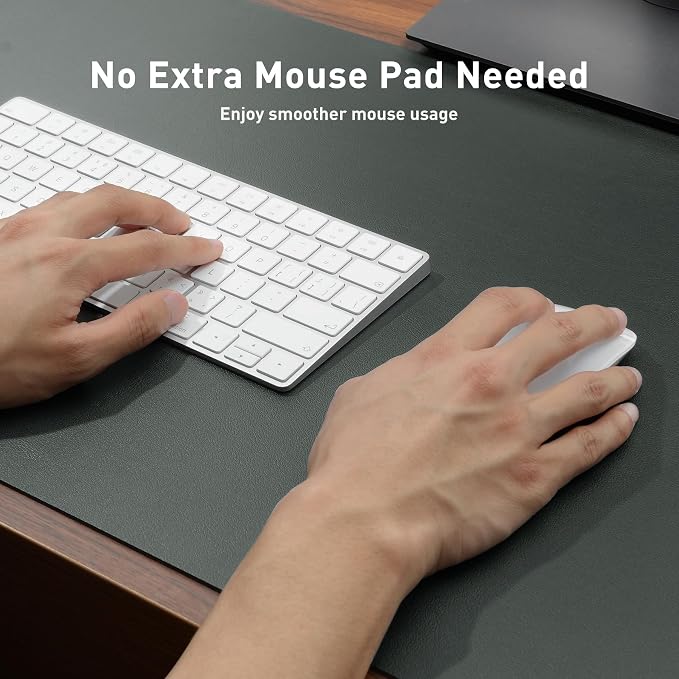 Aothia Leather Desk Protector, Mouse Mat, Non-Slip PU Leather Blotter, Laptop Desk Mat, Waterproof Writing Pad for Office and Home (Jungle Green, 36" x 17") - Image 4