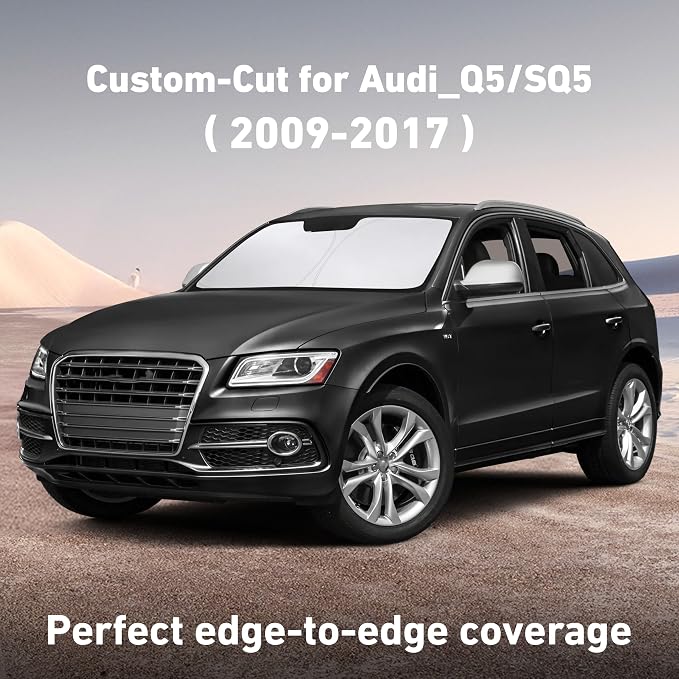 EcoNour Windshield Sunshade Compatible for Audi Q5/SQ5 2009-2015 2016 2017, Sun Visor for Front Windshield & Window Sun Shade Cover, UV Heat Blocker & Protector, Car Accessories - Image 2
