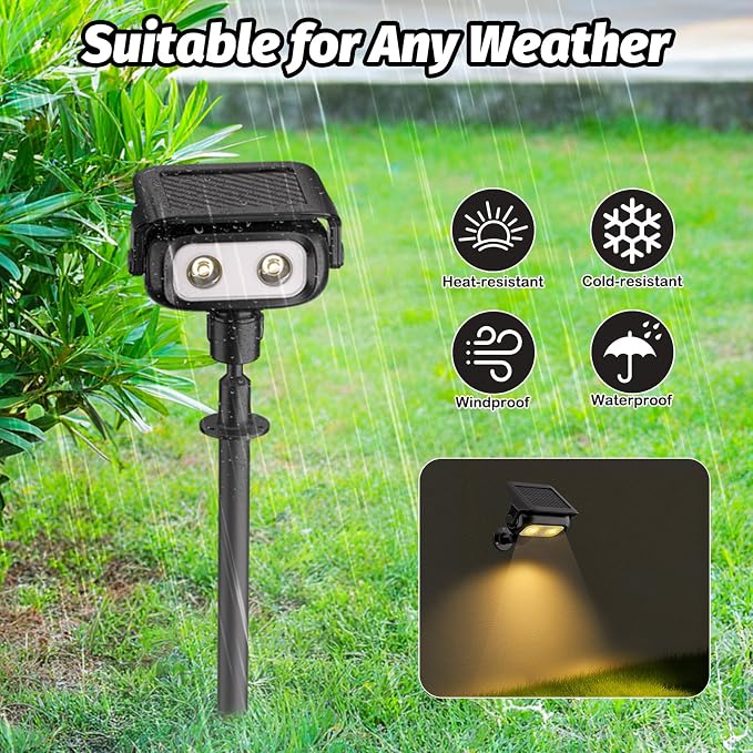 Nreonrick RGB Multicolor Solar Spot Lights 360° Adjustable Solar Lights Outdoor IP65 Waterproof with 2-in-1 Solar Powered Spotlights for Landscape Lighting for Garden,Yard,Pathway (Multi Color,4 Pack) - Image 6