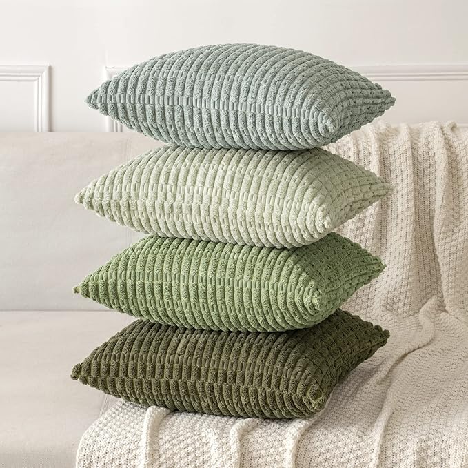 MIULEE Pack of 2 Spring Corduroy Decorative Lumbar Throw Pillow Covers 20x12 Inch Soft Boho Striped Pillow Covers Modern Farmhouse Home Decor for Summer Sofa Living Room Couch Bed Olive Green - Image 7