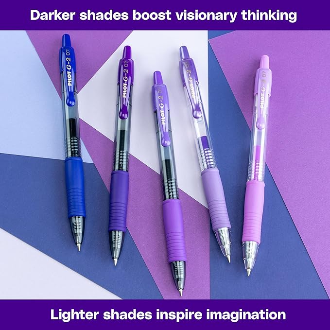 Pilot G2 Premium Gel Roller Pens, G2 Boost Purple Pens Pack, The Colors of Creativity, 8 Pack Pouch, Fine Point 0.7 mm, Assorted - Image 5