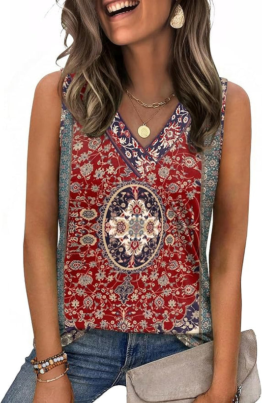 Zeagoo Tank Top for Women V Neck Loose Fit Sleeveless Summer Tops Business Casual Outfits Dressy Blouses Shirts by Zeagoo