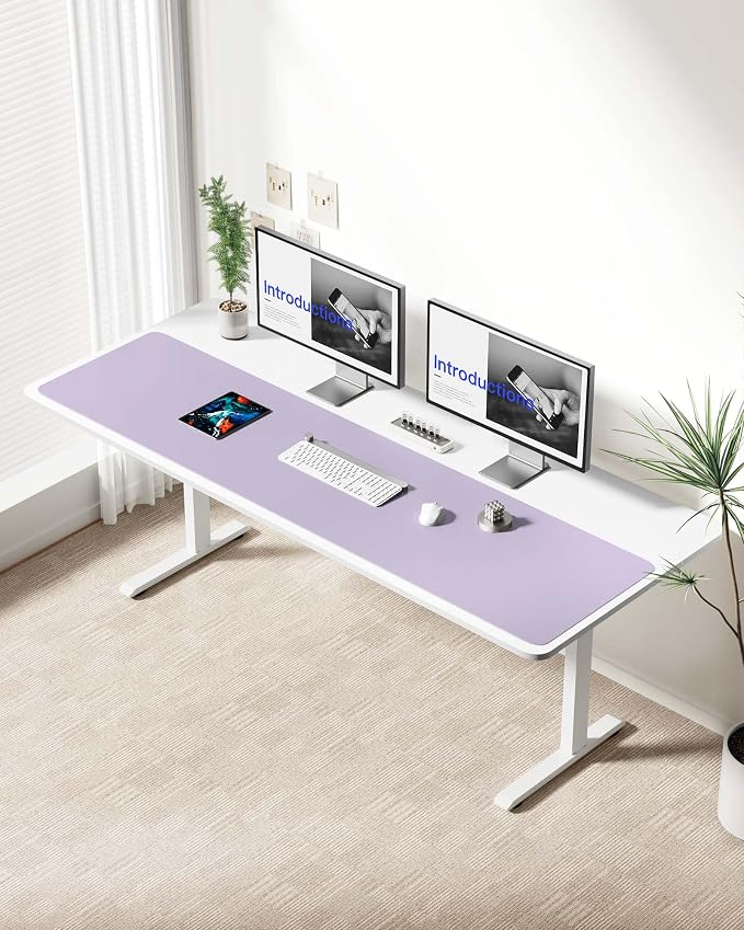 YSAGi Leather Desk Protector, Office Mat, Large Mouse Mat, Non-Slip PU Leather Blotter, Laptop Desk Mat, Waterproof Writing Pad for Office and Home(Light Purple, 63" x 17.2") - Image 2