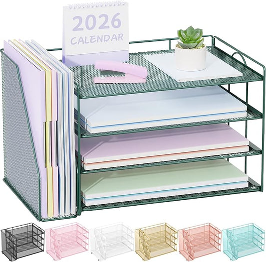 Spacrea Paper Organizer, Desk Organizers and Accessories for Desk with File organizer, Desk Accessories & Workspace Organizers for Catalog & Reference Racks (Dark Green) by Spacrea