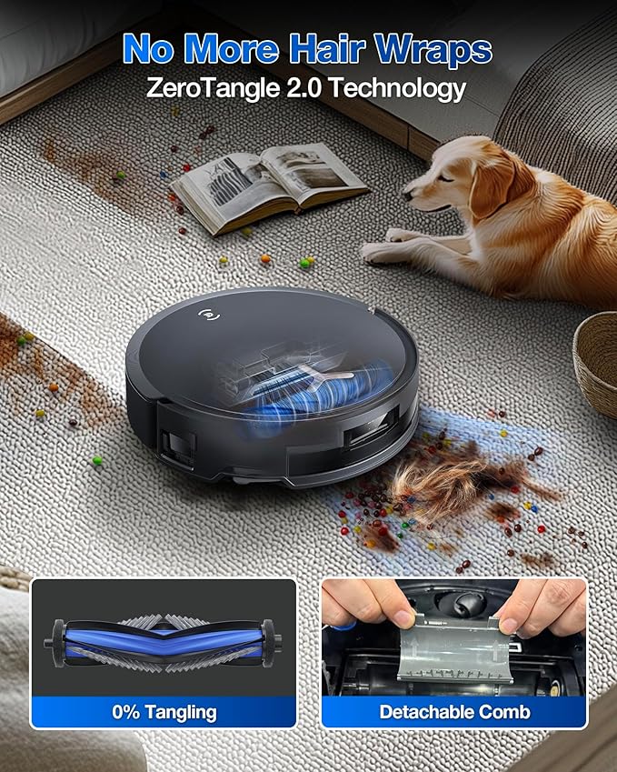ECOVACS DEEBOT T50 MAX Robot Vacuum and Mop,18,500Pa Blast Suction,12-in-1 Omni Station,18mm Auto Mop Lift, Zero Tangle, TruEdge Edge Cleaning, Perfect for Pet Hair, Carpets & Hard Floors - Image 6