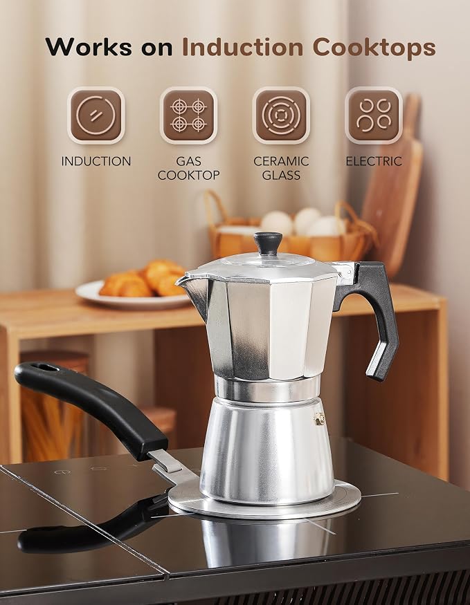 Induction Adapter Plate Detachable, 5.5 Inch Stainless Steel Heat Diffuser Plate for Moka Pot 12 Cup, Heat Diffuser Cooking Induction Adapter for Gas Stove and Glass - Image 4