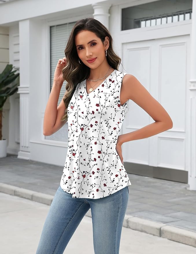 Zeagoo Tank Top for Women V Neck Loose Fit Sleeveless Summer Tops Business Casual Outfits Dressy Blouses Shirts - Image 2
