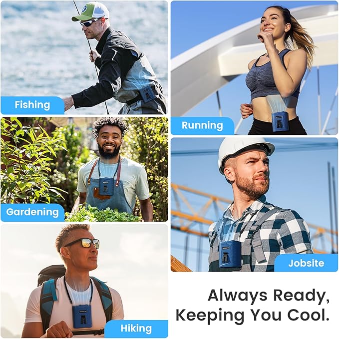 KIBEE Portable Waist Fan, 12500RPM Rechargeable Wearable Belt Clip Fan, Hands Free Cooling Fan for Outdoor Work, Construction, Hiking, Camping, Fishing, Long Battery Life Personal Cooling Device - Image 5