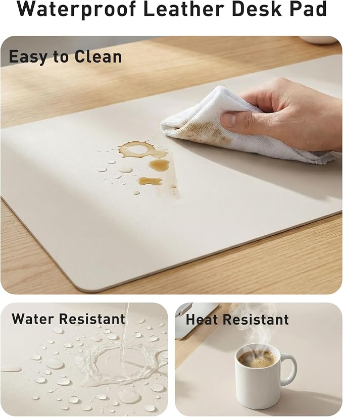 Aothia Faux Leather Desk Mat - Large Mouse Pad, Non-Slip PU Leather Blotter, Waterproof Writing Surface for Office and Home (Pale Lavender White, 40" x 24") - Image 7