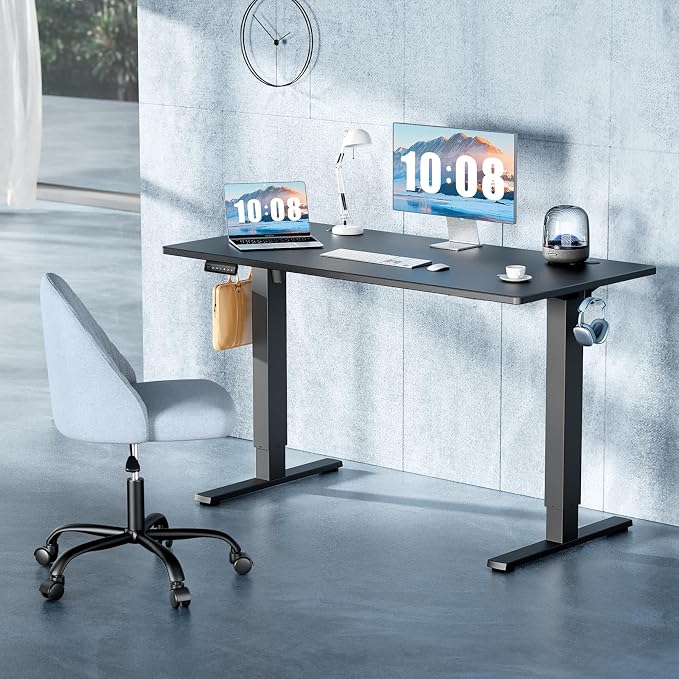 DUMOS 40 Inch Electric Standing Desk, Memory Adjustable Home Office Desk | Sit Stand Up Desk for Work Home Office,Adjustable Desk, Rising Computer Table with Splice Board,Cable Management,Hook,Black - Image 3