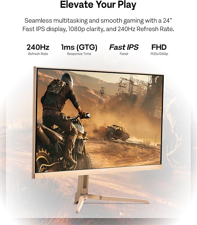 Pixio PX249 Wave Beige 24 inch 240Hz Refresh Rate FHD 1080p Resolution Fast IPS Panel 1ms GTG Response Time Built-in Speakers Gaming Monitor with Adaptive Sync - Image 2
