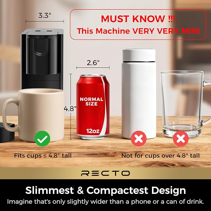 CHULUX RectoCafé Espresso Coffee Machine for Nespresso Original Capsule Pod | Extra Mini Design, 20 Bar Professional Italian Pump, Food-Grade Materials, Quiet with Low-Vibration Brewing for Home & Office - Image 4