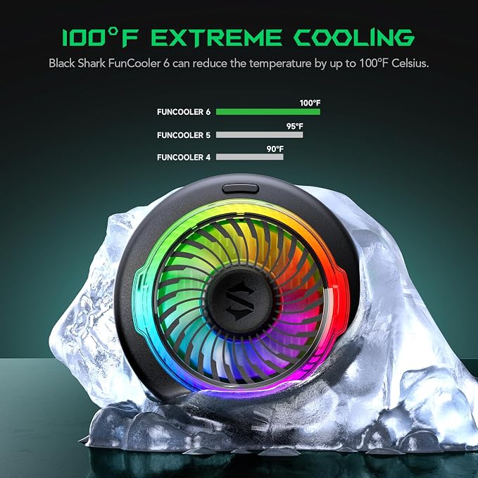 Black Shark FunCooler 6 Magnetic Cell Phone Cooler for Gaming, Portable Mobile Phone Cooling Fan with RGB Light, App-Controlled Cellphone Radiator for iPhone Magnetic Series/iPad (Black) - Image 3