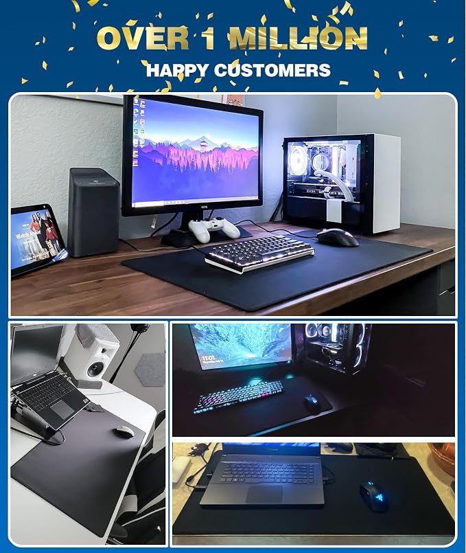 KTRIO Large Gaming Mouse Pad Desk Mat for Gamer, 31.5" x 15.7", Black, XXL | Extended Size Design, Superior Micro-Weave Cloth, Non-Slip Rubber Base, Durable Stitched Edges, Water-Resistant Coating - Image 6