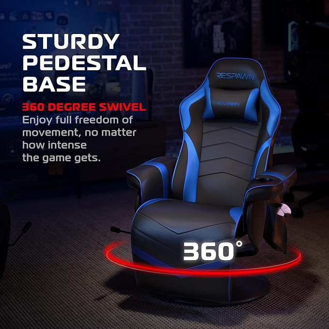 Respawn 900 Gaming Recliner Chair with Footrest, Cup Holder and Swivel | Ergonomic gaming recliner with footrest, cup holder, lumbar support, 135° recline & 360° swivel for console gaming - Image 6
