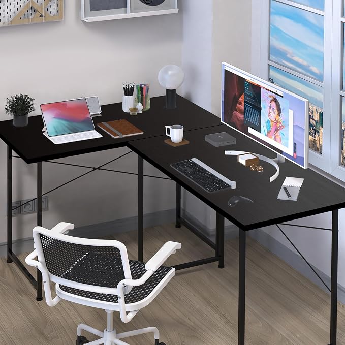 YSSOA Computer Desk Home Office Work Study Writing Modern Simple Table with Headphone Hooks - Image 6
