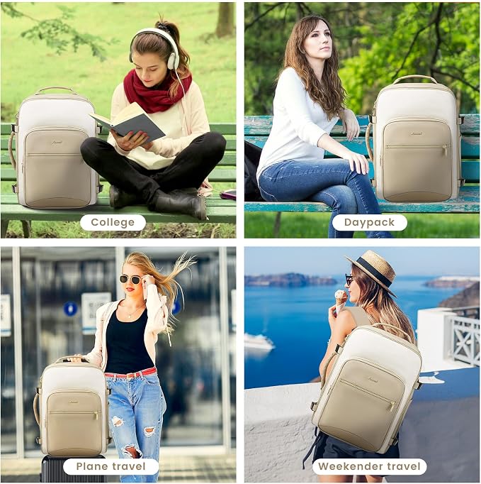 LOVEVOOK 56L Travel Backpack for Women & Men, Airline Approved Carry On Luggage with 3 Packing Cubes, TSA Overnight Bags, Waterproof Personal Item Bag, Weekender Essentials Backpacks fits 17" Laptop - Image 8