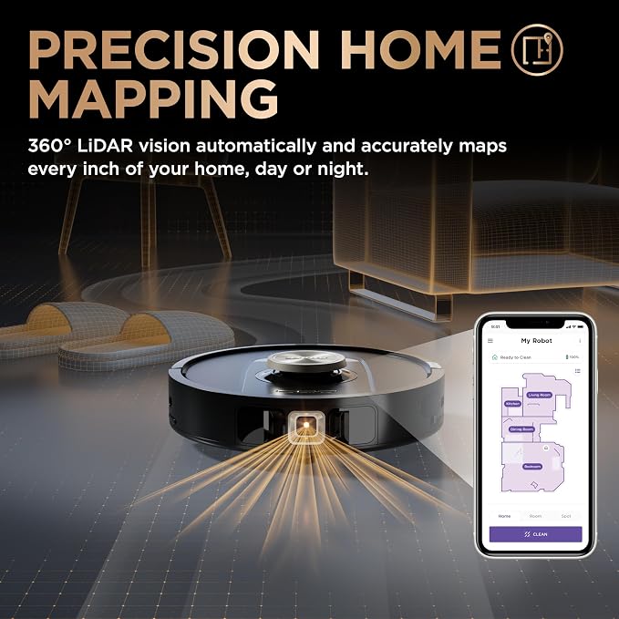 Shark PowerDetect NeverTouch Pro Robot Vacuum & Mop, Black,RV2820ZE | 5 PowerDetect Technologies, NeverStuck, NeverTouch Pro Base (Self-Empty 60-Day, Refill, Pad Wash/Dry), 360° LiDAR + 3D Sensor - Image 12