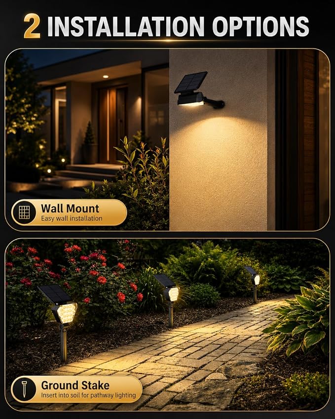 T-SUN Solar Lights Outdoor Waterproof IP65, 6Pack LED Solar Spot Lights Color Changing IP65 Waterproof Smart Auto On/Off for Outside Landscape Garden Yard Lawn Pathway Patio Driveway - Image 5