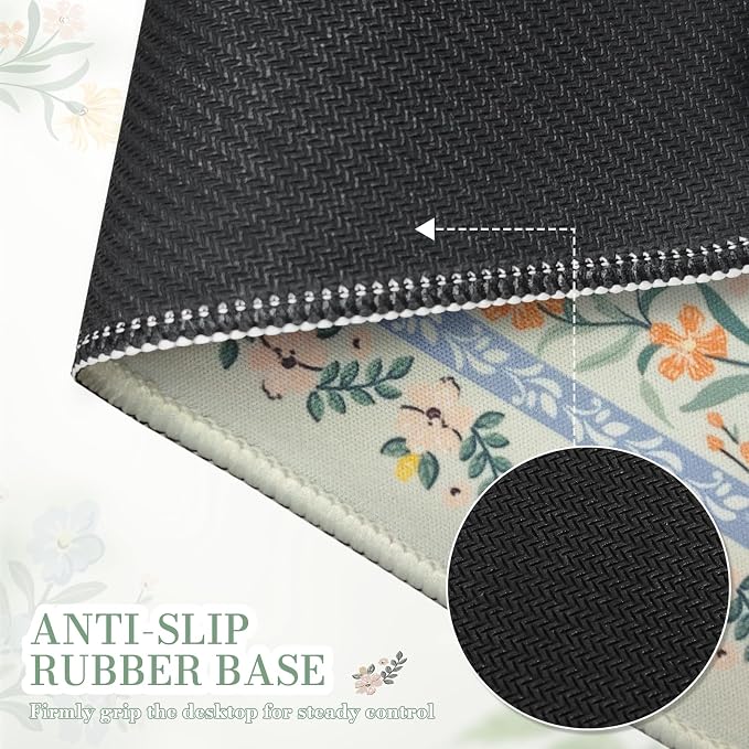 iCasso Aesthetic Small Mouse Pad, 9.5x7.9in,Home Office, Green Floral | Mini Portable Travel Mousepad, Anti-Slip and Comfortable Cloth Mouse Mat with Stitched Edges for Computer, Home - Image 5
