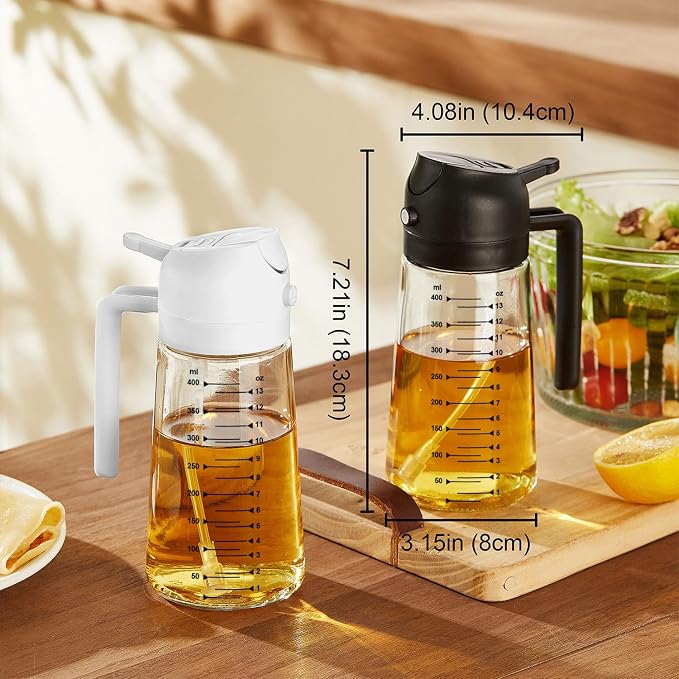 TrendPlain 16oz/470ml Glass Olive Oil Sprayer for Cooking – 2 in 1 Olive Oil Dispenser Bottle for Kitchen Gadgets and Air Fryer Accessories, Salad, BBQ - Green - Image 5