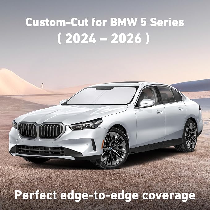 EcoNour Windshield Sunshade Compatible for BMW 5 Series 2024 2025 2026 (530i, 530i xDrive, 540i xDrive, The 550e xDrive) Sun Visor for Window Sunshade Cover, UV Protector, Car Accessories - Image 2