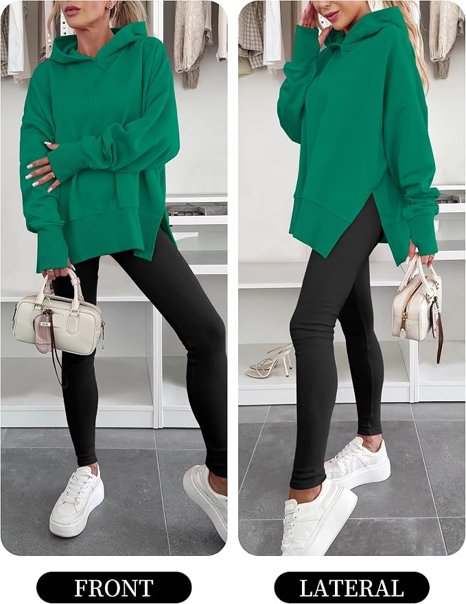 ANRABESS Womens Oversized Hoodies Long Sleeve Fleece Side Slit Hooded Sweatshirts Pullover 2026 Fall Outfits Y2K Clothes - Image 6