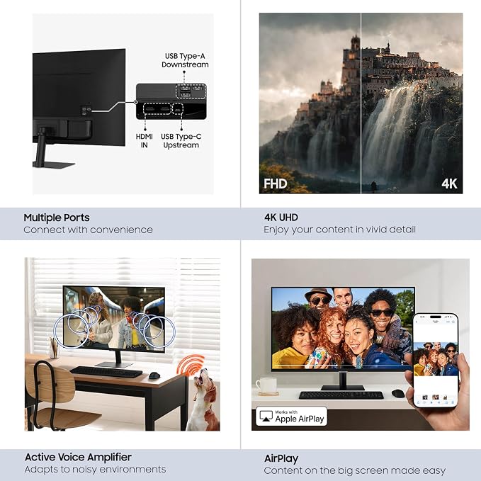 Samsung 32” Smart Monitor M7 (M70F) 4K UHD Display, Samsung Vision AI, Smart TV Apps, Gaming Hub, USB-C, HDMI and USB-A, Black, LS32FM702UNXZA, 2025 - Image 9