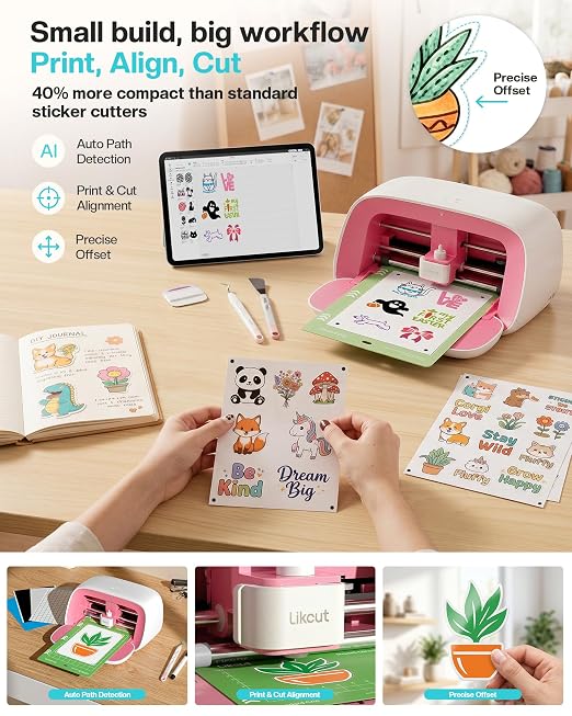 Likcut Vinyl Cutter Machine Creator Bundle with Carrying Case & Accessories, User-Friendly Sticker Maker Set, Portable Vinyl Printer for Sticker Joy Craft & Home Decor, School Project - Image 4