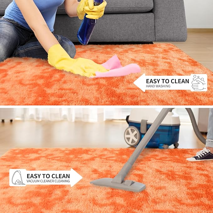 Tepook Orange Area Rugs for Living Room Bedroom, 5x8 Fluffy Shaggy Fuzzy Rug for Kids Room, Large Plush Shag Carpet for Nursery Dorm Classroom Playroom Home Decor Aesthetic - Image 6