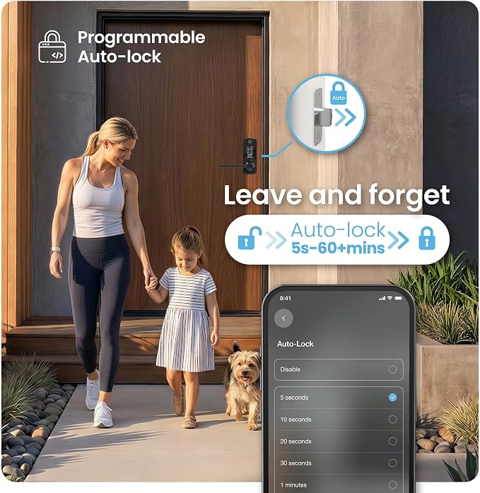Lockly Secure Pro Smart Lock with Handle - Biometric Fingerprint & Patented Anti-Peep PIN Genie Keypad, Built-in Wi-Fi Keyless Entry Door Lock, App Remote Control, Works with Alexa & Google Assistant - Image 7