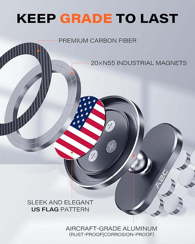 A2C American Flag Alloy Magnetic Golf Cart Phone Holder Golf Accessories | 4th of July Golf Cart Decorations fits EZGO Club Car Yamaha, 250 Anniversary USA Patriotic Golf Gifts for Men Women Essential - Image 7