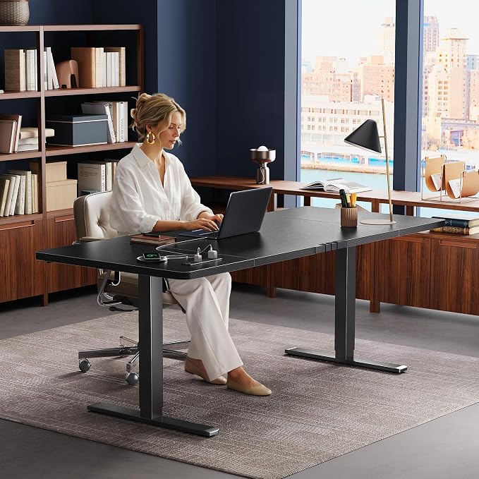 Huuger 71 X 30 Inch Electric Standing Desk with Power Outlets and USB-C Port, Height Adjustable Desk, Sit Stand Desk for Home Office, Computer & Gaming Desk with 4 Presets, Stable Steel Frame, Black - Image 8