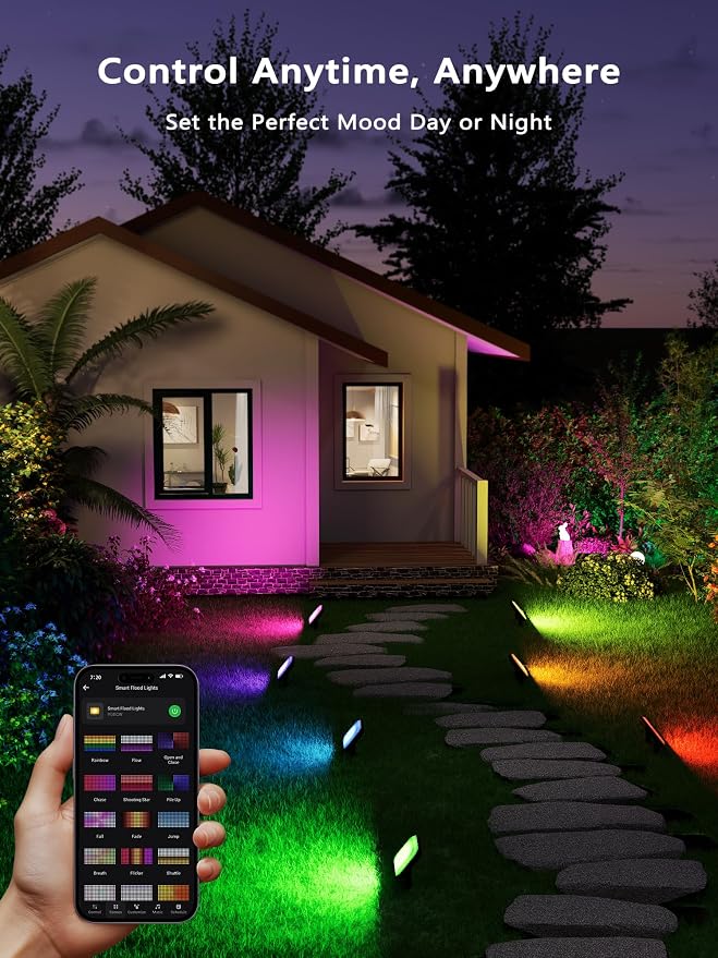 BrizLabs Smart Flood Lights, 6 Pack Orange & Purple Halloween Floodlights | RGBCW Color Changing; APP & Voice Control; Waterproof Landscape Lighting for Fall Autumn Garden Yard House Wall Pathway Decor - Image 5