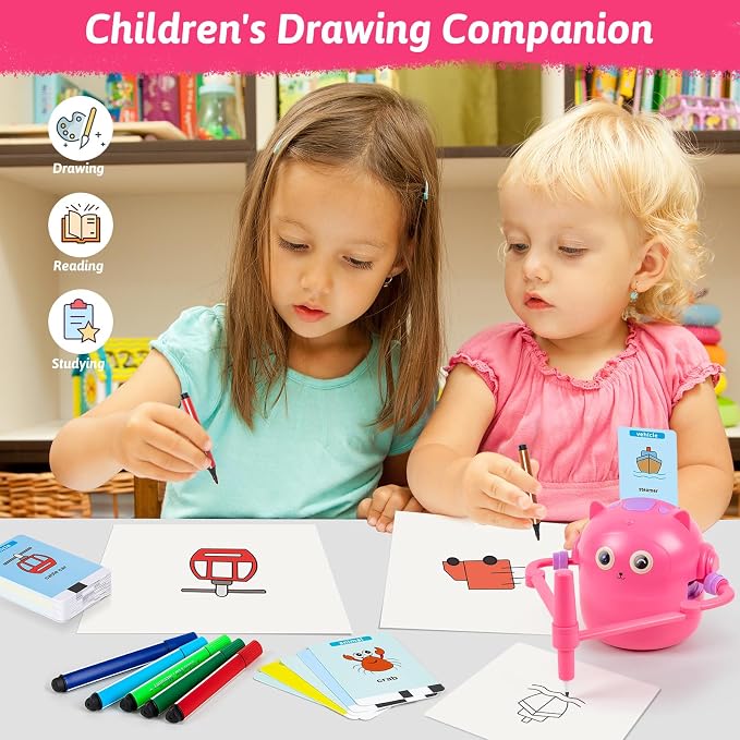 TREEFIA Drawing Robot for Kids, Drawing Robot for Kids 6 7 8 9 10 11 12 Year Old, Doodle Bot Toy with 100 Drawing Cards & 16 Color Pens for Girls and Boys - Image 5