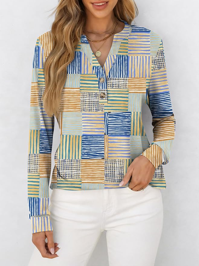 ANRABESS Women's Long Sleeve Shirts 2026 Spring Fashion Dressy Casual Tops Trendy Henley Blouses Cute Work Outfits Clothes - Image 3