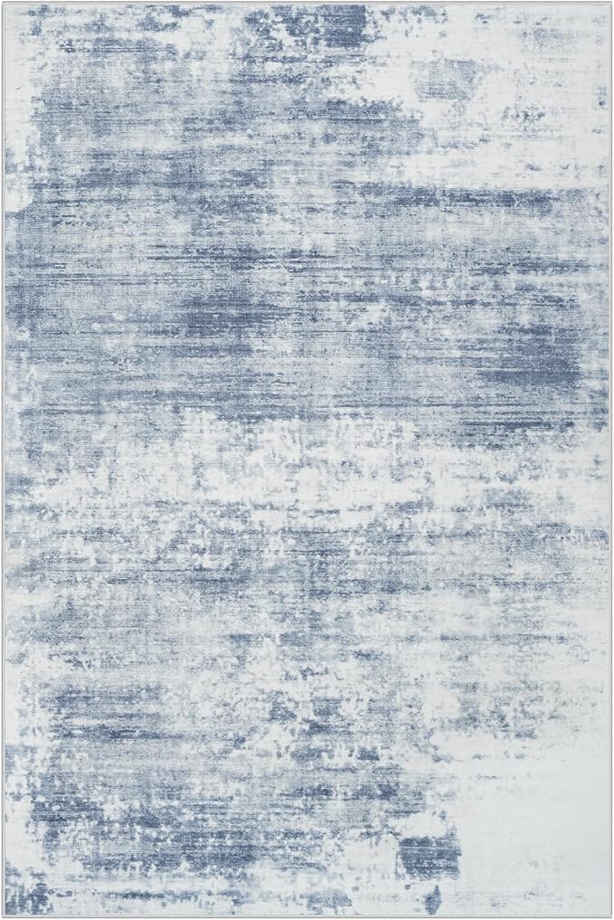 5x7 Area Rugs Washable Rug: Modern Abstract Living Room Rug Soft Anti-Skid Thin Carpet Indoor Floor Non-Shedding Carpets for Bedroom Dining Room Farmhouse Nursery Home Office - Blue White - Image 3