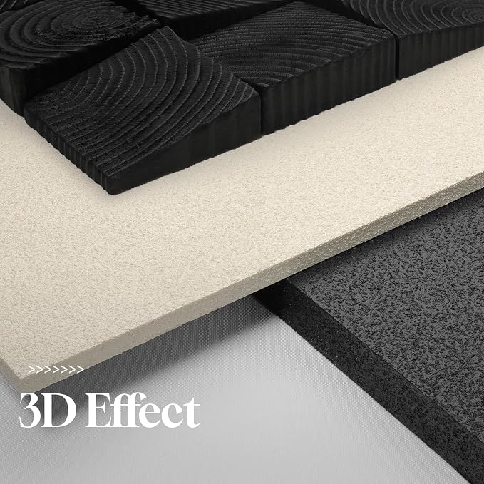 Cuspin Large 3D Wood Textured Wall Art, Black and White Modern Artwork for Walls, Abstract Minimalist Geometric Wooden Wall Decor for Living Room Bedroom Dining Room Hallway Office - Image 5