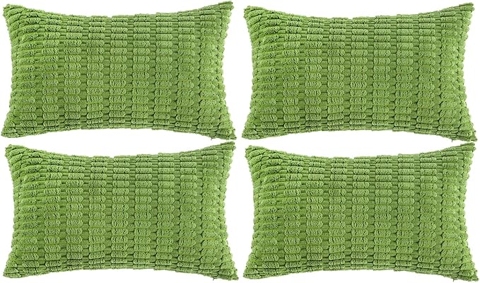 Fancy Homi 4 Packs Decorative Throw Pillow Covers for Living Room Couch Bed, Modern Farmhouse Boho Home Décor Accent Cushion Case, 20" x 12", Lime Green by Fancy+Homi