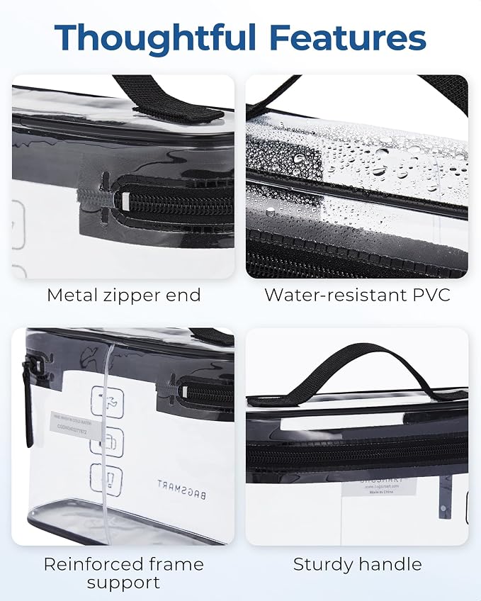 BAGSMART TSA Approved Toiletry Bag, 2 Pack Clear Makeup Cosmetic Bag Organizer, Quart Size Travel Bag for Toiletries, Carry-on Travel Accessories Essentials, Gray-2pcs - Image 3