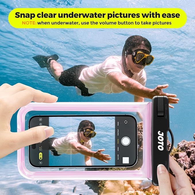 JOTO Up to 7" Universal Waterproof Phone Case for iPhone 17 Air 16 15 14 13 12 11 Plus Pro Max, IPX8 Cellphone Dry Bag XR X SE, Galaxy S23 S22 S21 S20+ S20 S10 Plus Note, Pixel -Clearpink - Image 3