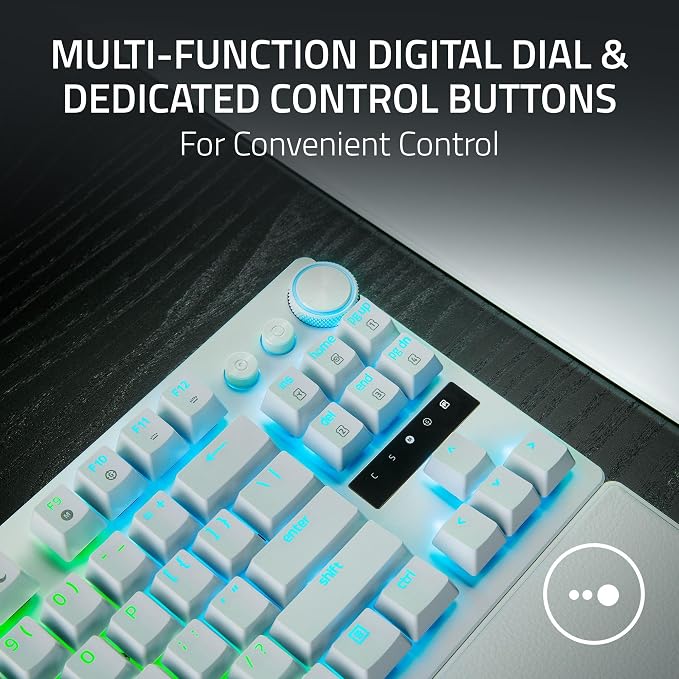 Razer Huntsman V3 Pro TKL 8KHz Esports Gaming Keyboard, White | Analog Optical Switches Gen 2, 8000 Hz Polling, Razer Snap Tap, Rapid Trigger, Adjustable Actuation, Media Controls - Image 10