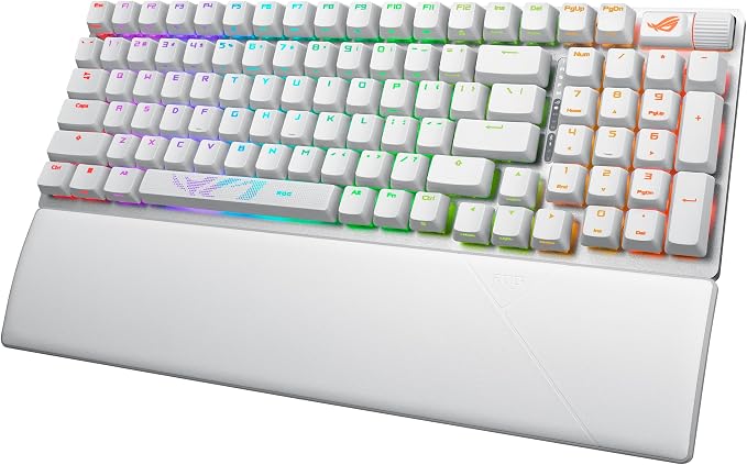 ASUS ROG Strix Scope II 96 Wireless Mechanical Gaming Keyboard – 96% Full-Size, Tri-Mode Connectivity, Hot Swappable Pre-lubed ROG NX Storm Clicky Switches, PBT Keycaps, RGB, PC/Mac Support - White - Image 8