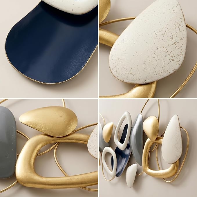 Axioglo 59" Large Wall Decor,3D Abstract Metal Wall Art for Living Room | 59" x 25" metal wall decor with layered metal texture, mounting hardware, two-way display - Image 3