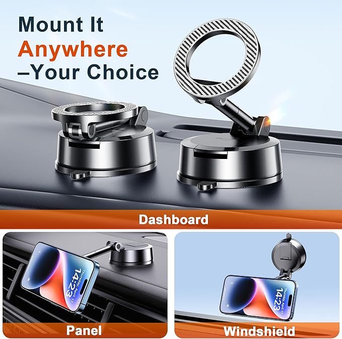 Qifutan for MagSafe Dash Mounted Holders Phone Holders for Your Car Phone Mount for Car Windshield Dashboard Universal Desk Mounts Hands Free Automobile Cell Phone Holder Fit for iPhone Smartphone - Image 3
