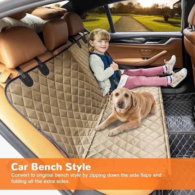 URPOWER Dog Car Seat Cover for Pets 100% Waterproof Seat Cover Hammock 600D Heavy Duty Scratch Proof Nonslip Durable Soft Back Seat Covers for Cars Trucks and SUVs - Image 4