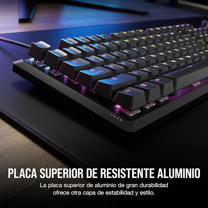 CORSAIR K70 CORE RGB Mechanical Wired Gaming Keyboard with Palmrest – Pre-Lubed MLX Red Linear Switches, SOCD, ABS Double-Shot Keycaps, Sound Dampening, Media Control Dial, QWERTY NA – Black - Image 5